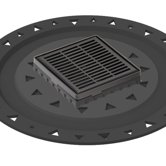 INFINITY DRAIN LND4 BA BK LND 4 4" x 4" LND 4 Slotted Pattern Complete Kit in Matte Black with ABS Bonded Flange, 2", 3" and 4" Outlet