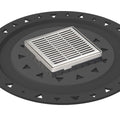 INFINITY DRAIN LND4 BA PS LND 4 4" x 4" LND 4 Slotted Pattern Complete Kit in Polished Stainless with ABS Bonded Flange, 2", 3" and 4" Outlet