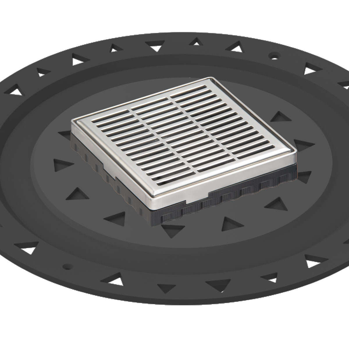 INFINITY DRAIN LND4 BA PS LND 4 4" x 4" LND 4 Slotted Pattern Complete Kit in Polished Stainless with ABS Bonded Flange, 2", 3" and 4" Outlet