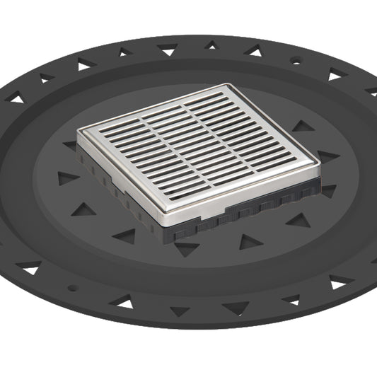 INFINITY DRAIN LND4 BA PS LND 4 4" x 4" LND 4 Slotted Pattern Complete Kit in Polished Stainless with ABS Bonded Flange, 2", 3" and 4" Outlet