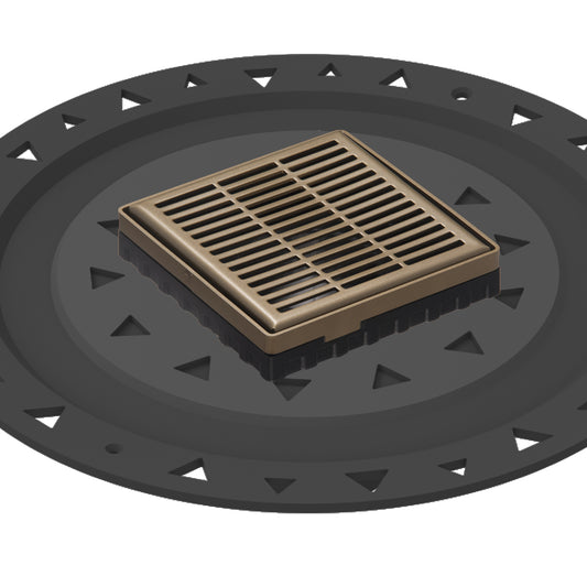 INFINITY DRAIN LND4 BA SB LND 4 4" x 4" LND 4 Slotted Pattern Complete Kit in Satin Bronze with ABS Bonded Flange, 2", 3" and 4" Outlet