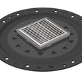 INFINITY DRAIN LND4 BA SS LND 4 4" x 4" LND 4 Slotted Pattern Complete Kit in Satin Stainless with ABS Bonded Flange, 2", 3" and 4" Outlet