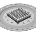 INFINITY DRAIN LND4 BP SS LND 4 4" x 4" LND 4 Slotted Pattern Complete Kit in Satin Stainless with PVC Bonded Flange, 2", 3" and 4" Outlet