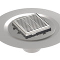 INFINITY DRAIN LND4 BS PS LND 4 4" x 4" LND 4 Slotted Pattern Complete Kit in Polished Stainless with Stainless Steel Bonded Flange, 2" No Hub Outlet
