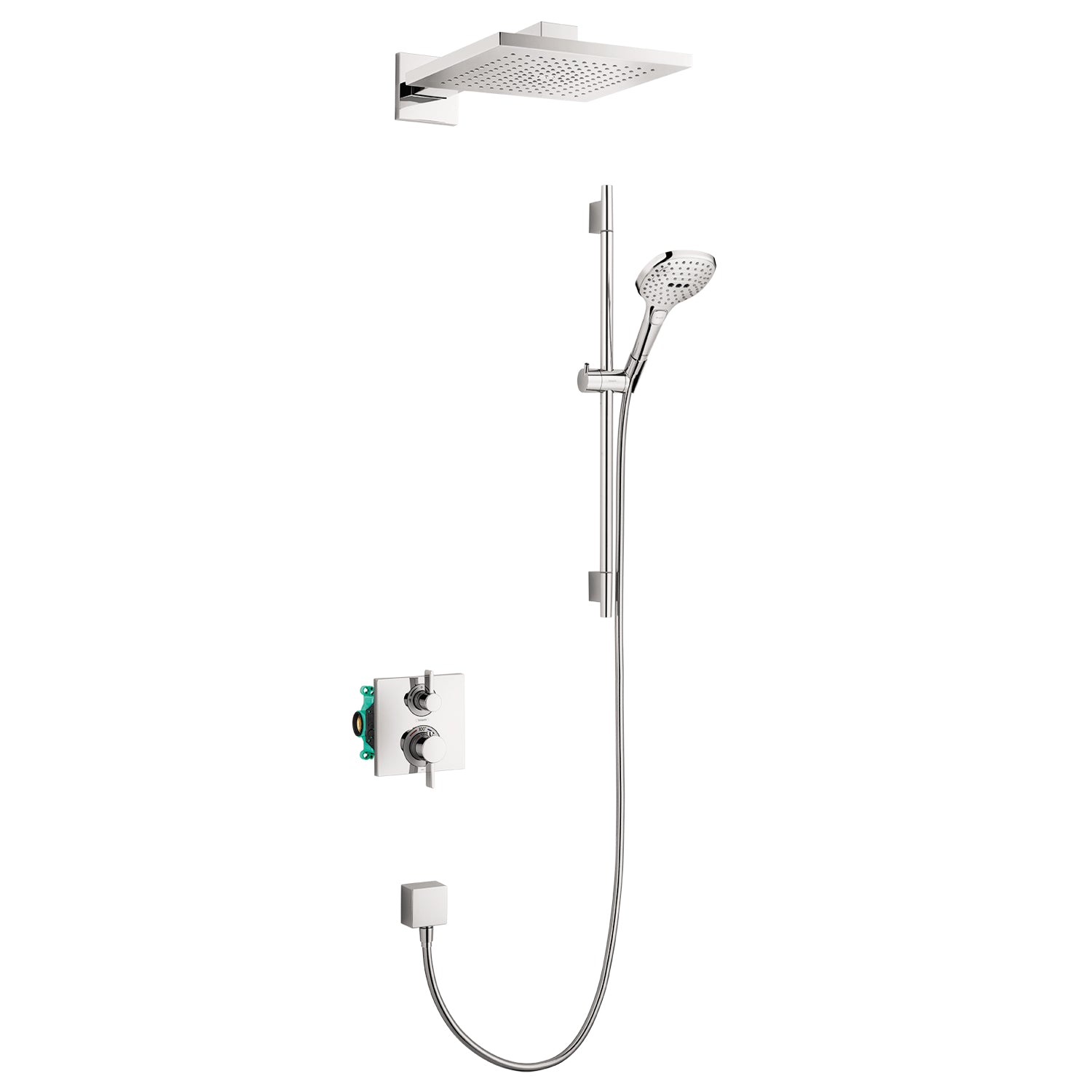 HANSGROHE 04914000 Raindance E Thermostatic Showerhead/Wallbar Set with Rough, 2.0 GPM - Chrome