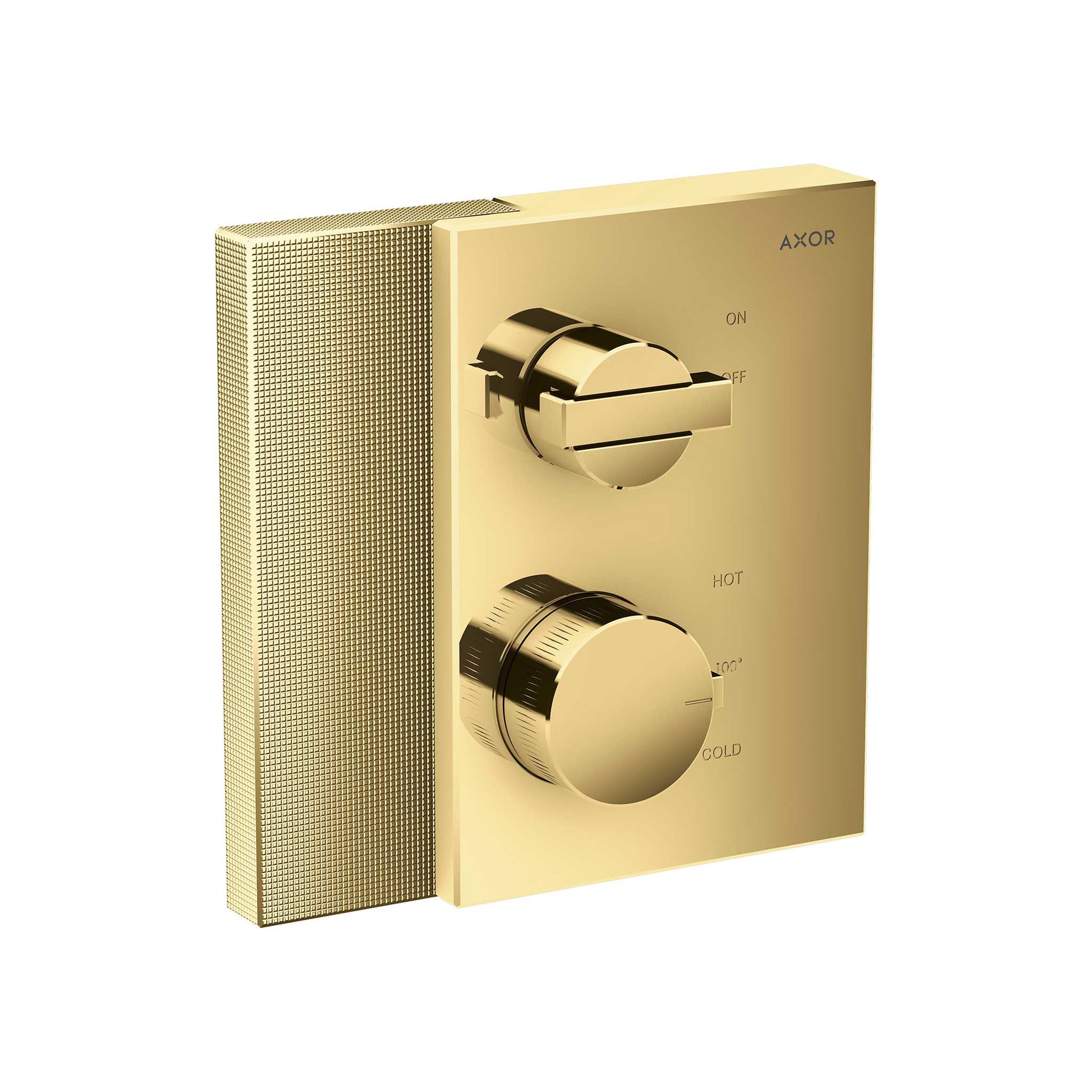 AXOR Edge Thermostatic Trim with Volume Control - Diamond Cut in Polished Gold Optic