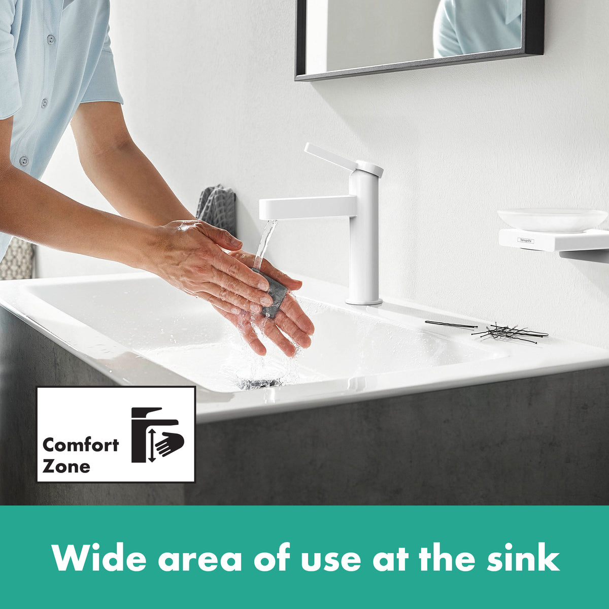 HANSGROHE 76010701 Finoris Single-Hole Faucet 100 with Pop-Up Drain, 1.2 GPM - Matte White