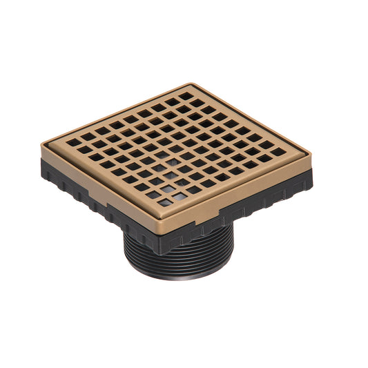 INFINITY DRAIN LQ4-2 SB LQD 4 4"x4" LQ4 Squares Pattern Strainer-2" Throat in Satin Bronze