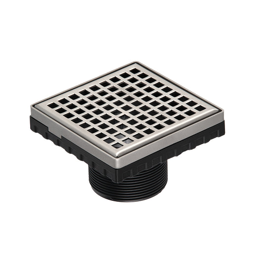 INFINITY DRAIN LQ4-2 SS LQD 4 4"x4" LQ4 Squares Pattern Strainer-2" Throat in Satin Stainless Steel
