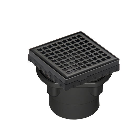 INFINITY DRAIN LQD4-2A BK LQD 4 4" x 4" LQD 4 Squares Pattern Complete Kit in Matte Black with ABS Drain Body, 2" Outlet
