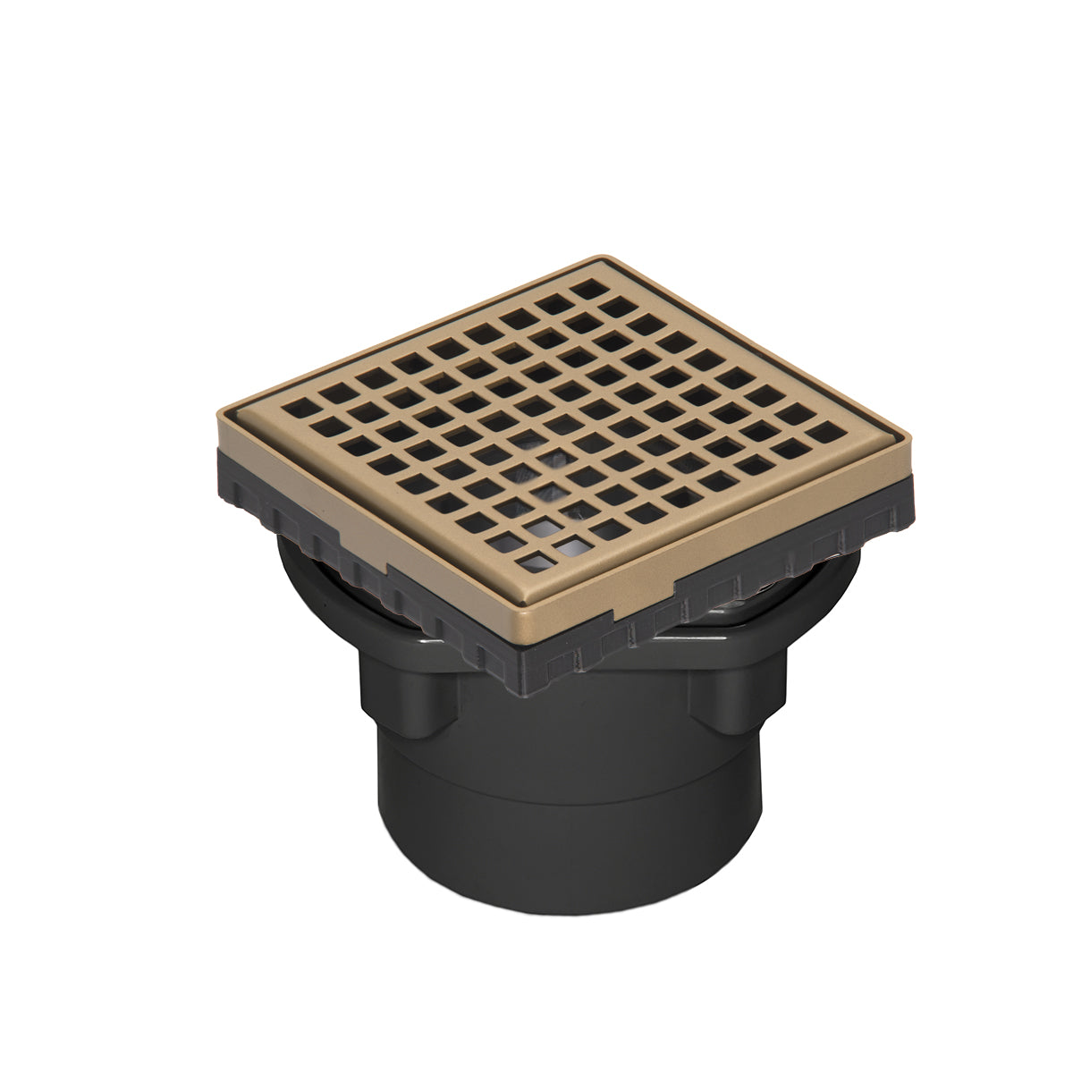 INFINITY DRAIN LQD4-2A SB LQD 4 4" x 4" LQD 4 Squares Pattern Complete Kit in Satin Bronze with ABS Drain Body, 2" Outlet