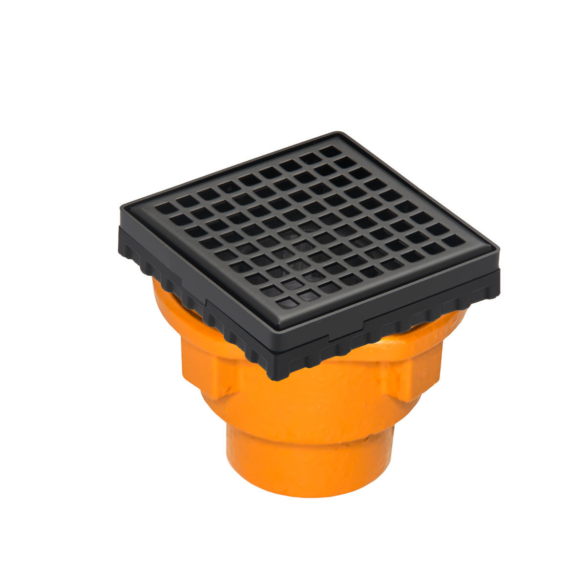 INFINITY DRAIN LQD4-2H BK LQD 4 4" x 4" LQD 4 Squares Pattern Complete Kit in Matte Black with Cast Iron Drain Body for Hot Mop, 2" No Hub Outlet