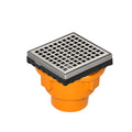 INFINITY DRAIN LQD4-2H SS LQD 4 4" x 4" LQD 4 Squares Pattern Complete Kit in Satin Stainless with Cast Iron Drain Body for Hot Mop, 2" No Hub Outlet