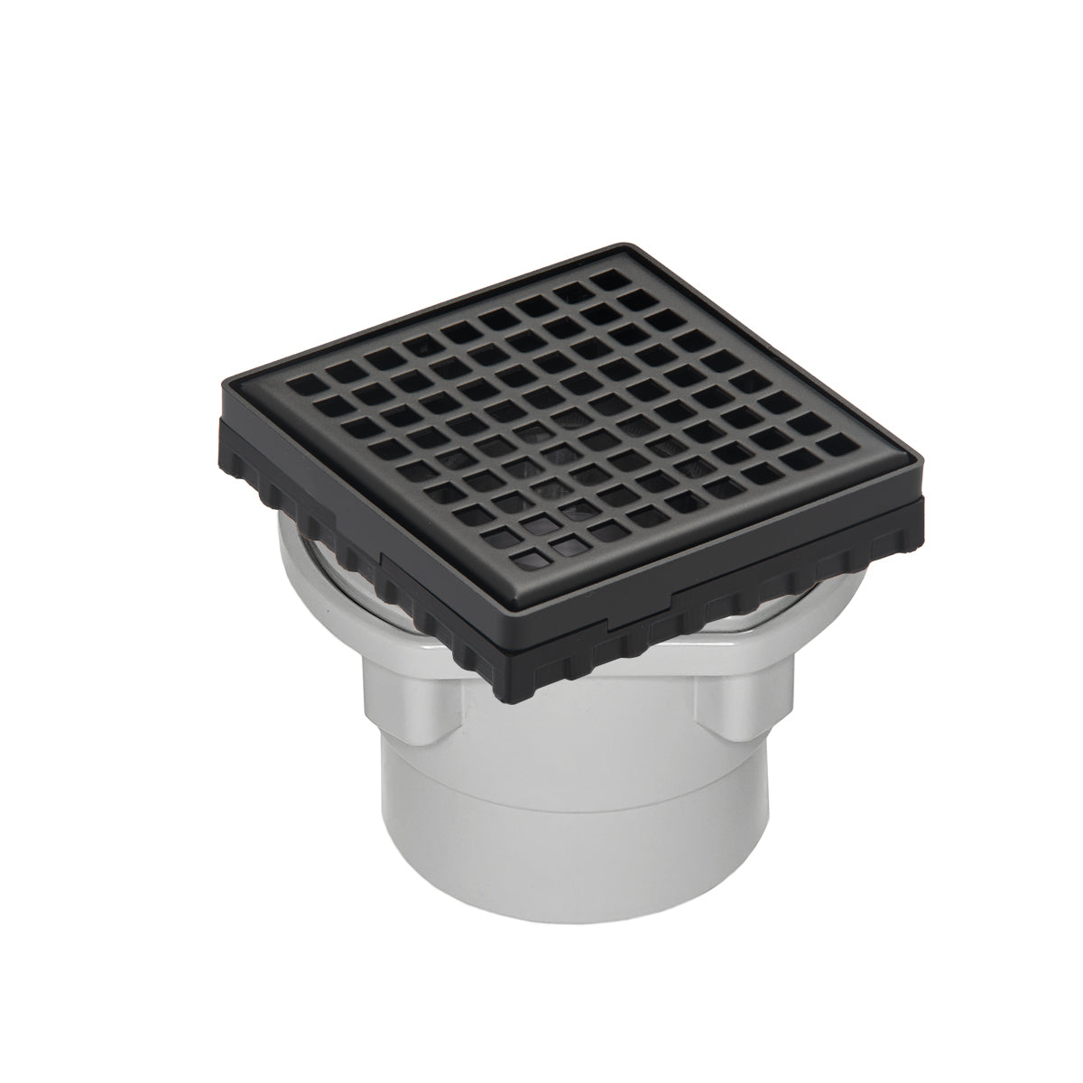 INFINITY DRAIN LQD4-2P BK LQD 4 4" x 4" LQD 4 Squares Pattern Complete Kit in Matte Black with PVC Drain Body, 2" Outlet