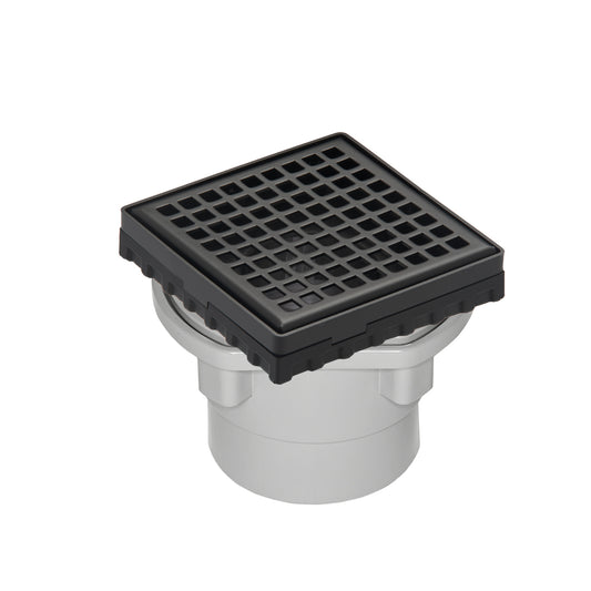 INFINITY DRAIN LQD4-2P BK LQD 4 4" x 4" LQD 4 Squares Pattern Complete Kit in Matte Black with PVC Drain Body, 2" Outlet