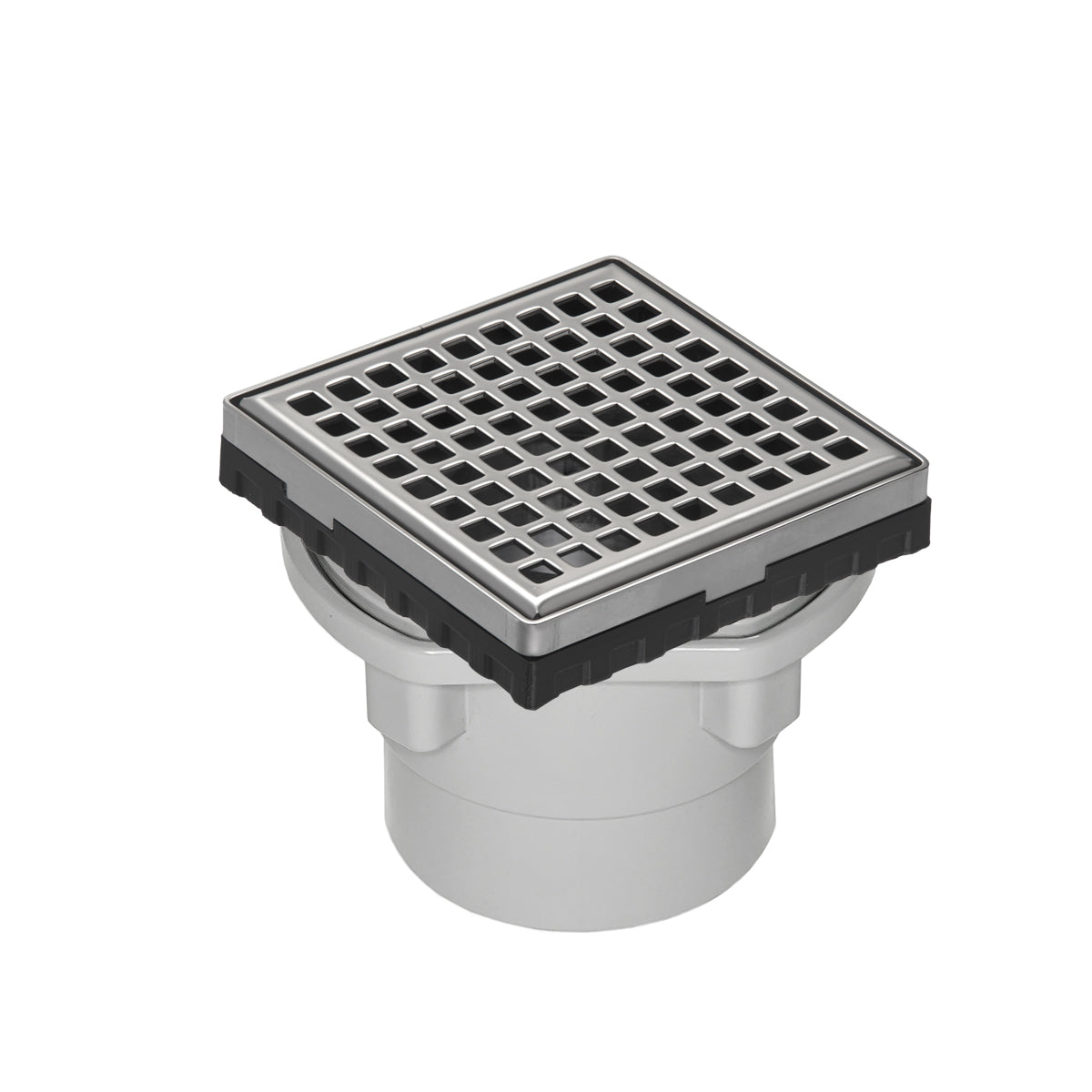 INFINITY DRAIN LQD4-2P PS LQD 4 4" x 4" LQD 4 Squares Pattern Complete Kit in Polished Stainless with PVC Drain Body, 2" Outlet