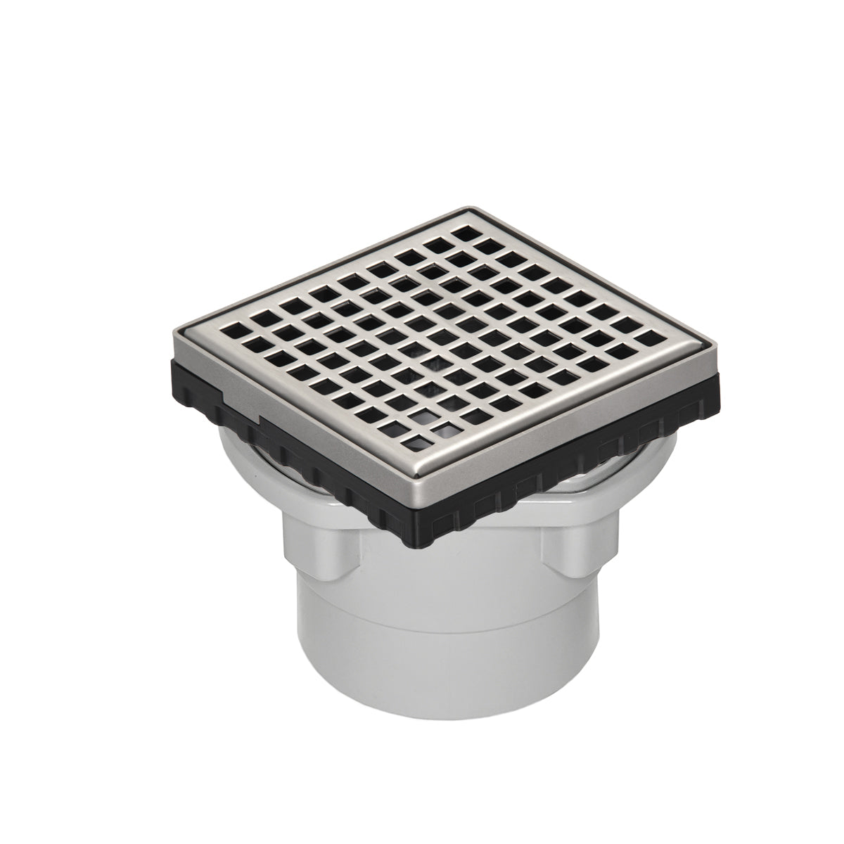 INFINITY DRAIN LQD4-2P SS LQD 4 4" x 4" LQD 4 Squares Pattern Complete Kit in Satin Stainless with PVC Drain Body, 2" Outlet