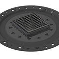 INFINITY DRAIN LQD4 BA BK LQD 4 4" x 4" LQD 4 Squares Pattern Complete Kit in Matte Black with ABS Bonded Flange, 2", 3" and 4" Outlet