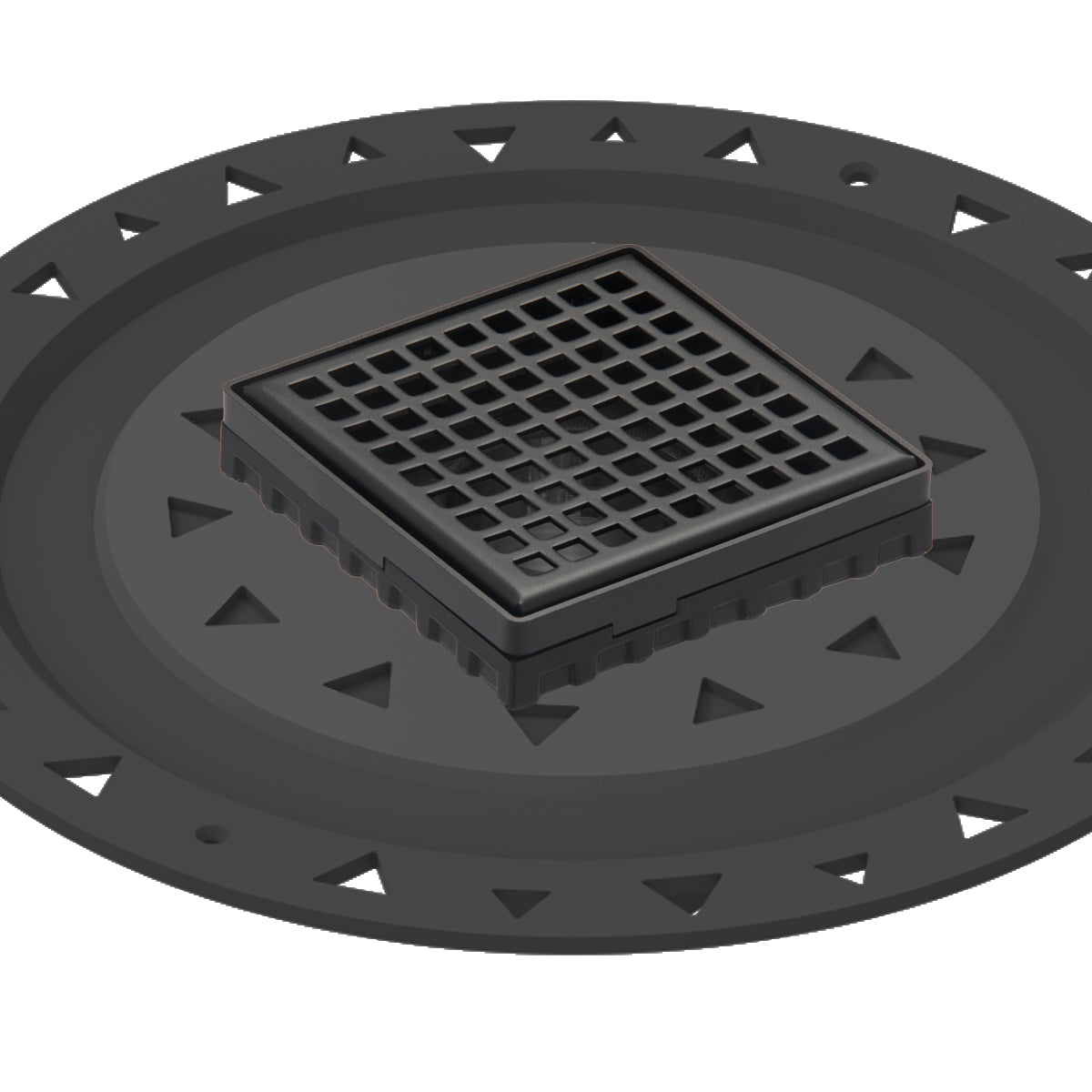 INFINITY DRAIN LQD4 BA BK LQD 4 4" x 4" LQD 4 Squares Pattern Complete Kit in Matte Black with ABS Bonded Flange, 2", 3" and 4" Outlet