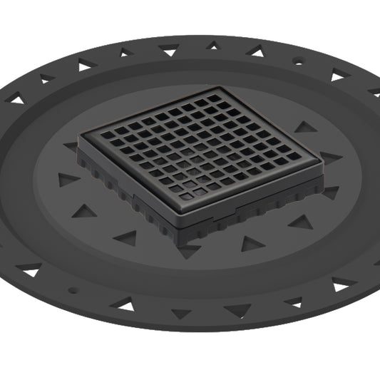 INFINITY DRAIN LQD4 BA BK LQD 4 4" x 4" LQD 4 Squares Pattern Complete Kit in Matte Black with ABS Bonded Flange, 2", 3" and 4" Outlet