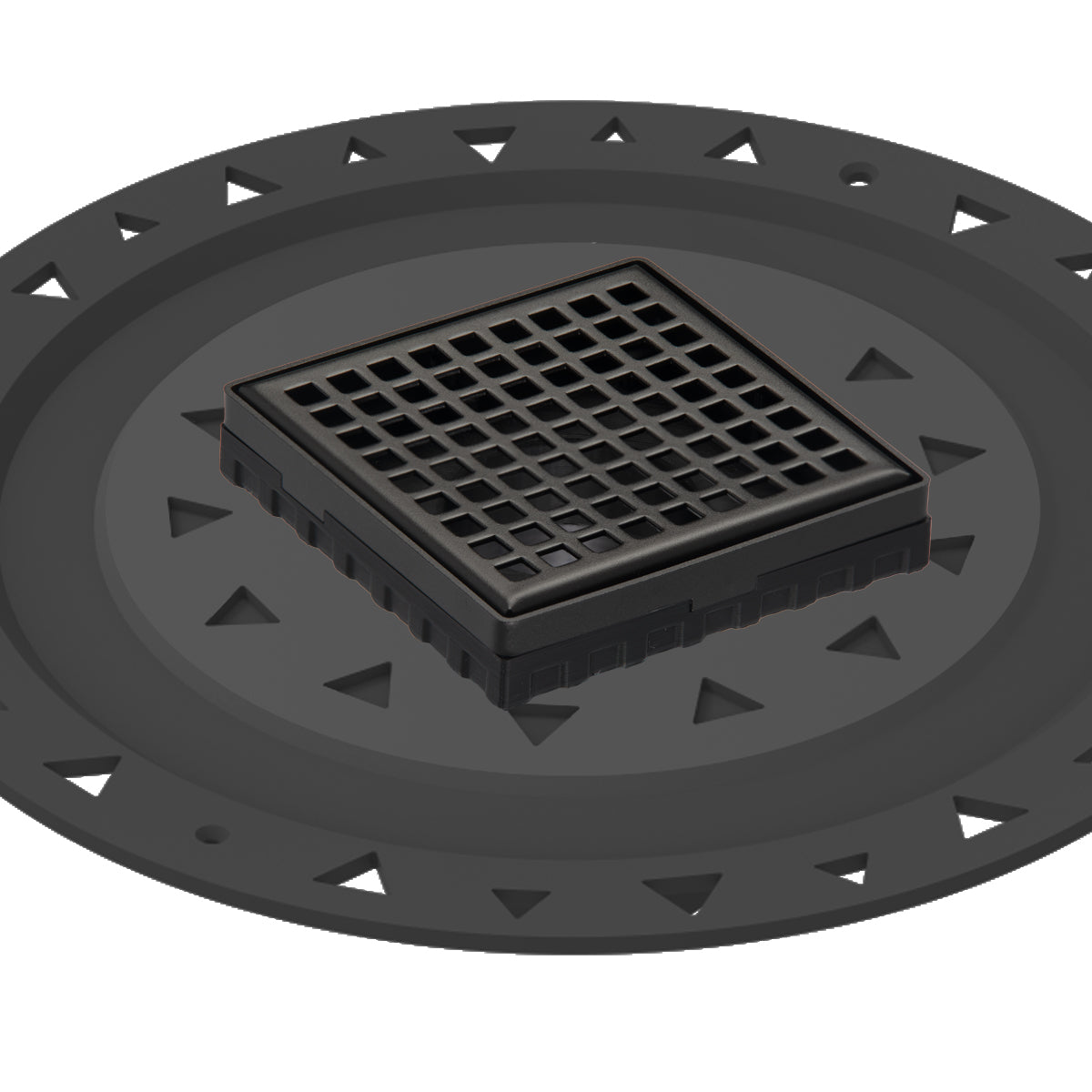 INFINITY DRAIN LQD4 BA ORB LQD 4 4" x 4" LQD 4 Squares Pattern Complete Kit in Oil Rubbed Bronze with ABS Bonded Flange, 2", 3" and 4" Outlet