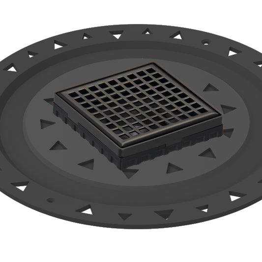 INFINITY DRAIN LQD4 BA ORB LQD 4 4" x 4" LQD 4 Squares Pattern Complete Kit in Oil Rubbed Bronze with ABS Bonded Flange, 2", 3" and 4" Outlet