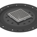 INFINITY DRAIN LQD4 BA PS LQD 4 4" x 4" LQD 4 Squares Pattern Complete Kit in Polished Stainless with ABS Bonded Flange, 2", 3" and 4" Outlet