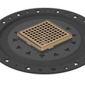 INFINITY DRAIN LQD4 BA SB LQD 4 4" x 4" LQD 4 Squares Pattern Complete Kit in Satin Bronze with ABS Bonded Flange, 2", 3" and 4" Outlet