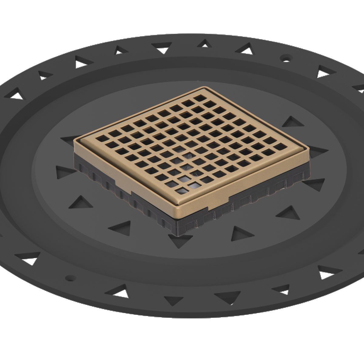 INFINITY DRAIN LQD4 BA SB LQD 4 4" x 4" LQD 4 Squares Pattern Complete Kit in Satin Bronze with ABS Bonded Flange, 2", 3" and 4" Outlet