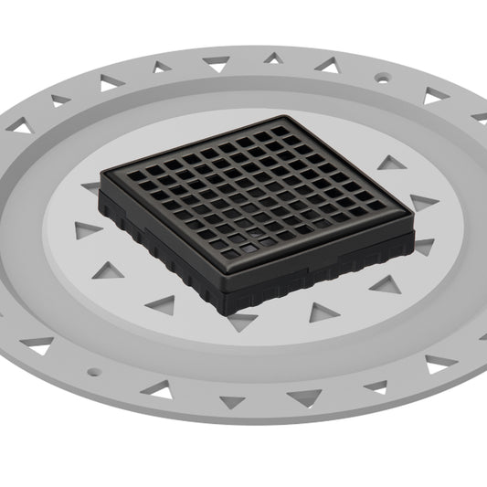 INFINITY DRAIN LQD4 BP ORB LQD 4 4" x 4" LQD 4 Squares Pattern Complete Kit in Oil Rubbed Bronze with PVC Bonded Flange, 2", 3" and 4" Outlet