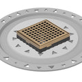 INFINITY DRAIN LQD4 BP SB LQD 4 4" x 4" LQD 4 Squares Pattern Complete Kit in Satin Bronze with PVC Bonded Flange, 2", 3" and 4" Outlet