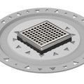 INFINITY DRAIN LQD4 BP SS LQD 4 4" x 4" LQD 4 Squares Pattern Complete Kit in Satin Stainless with PVC Bonded Flange, 2", 3" and 4" Outlet