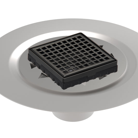 INFINITY DRAIN LQD4 BS ORB LQD 4 4" x 4" LQD 4 Squares Pattern Complete Kit in Oil Rubbed Bronze with Stainless Steel Bonded Flange, 2" No Hub Outlet