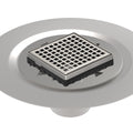 INFINITY DRAIN LQD4 BS SS LQD 4 4" x 4" LQD 4 Squares Pattern Complete Kit in Satin Stainless with Stainless Steel Bonded Flange, 2" No Hub Outlet