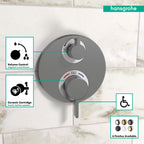 HANSGROHE 15757341 Ecostat S Thermostatic Trim with Volume Control - Brushed Black Chrome