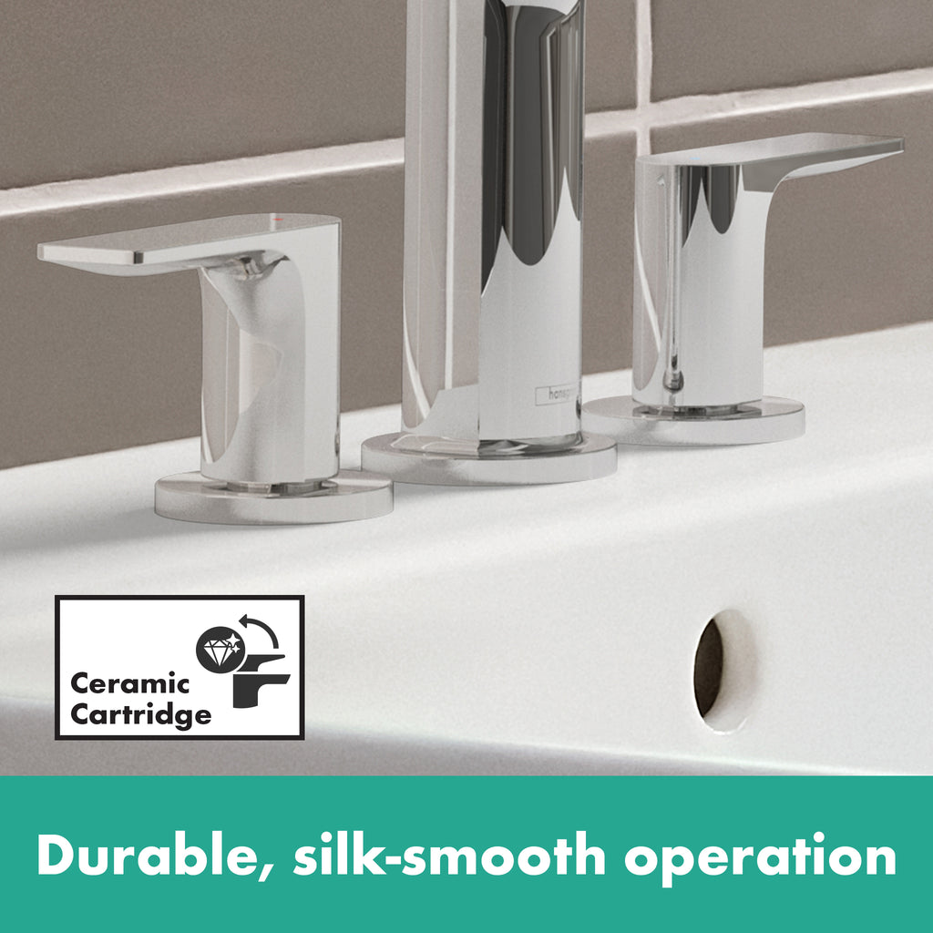 HANSGROHE 72532821 Rebris E Widespread Faucet 110 with Pop-Up Drain, 1.2 GPM - Brushed Nickel