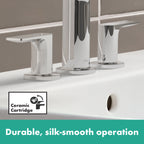 HANSGROHE 72532821 Rebris E Widespread Faucet 110 with Pop-Up Drain, 1.2 GPM - Brushed Nickel
