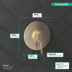 HANSGROHE 15739141 Ecostat S Pressure Balance Trim - Brushed Bronze