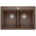 BLANCO 440218 Diamond Diamond SILGRANIT 33" 50/50 Double Bowl Dual Mount Kitchen Sink - Cafe in Cafe