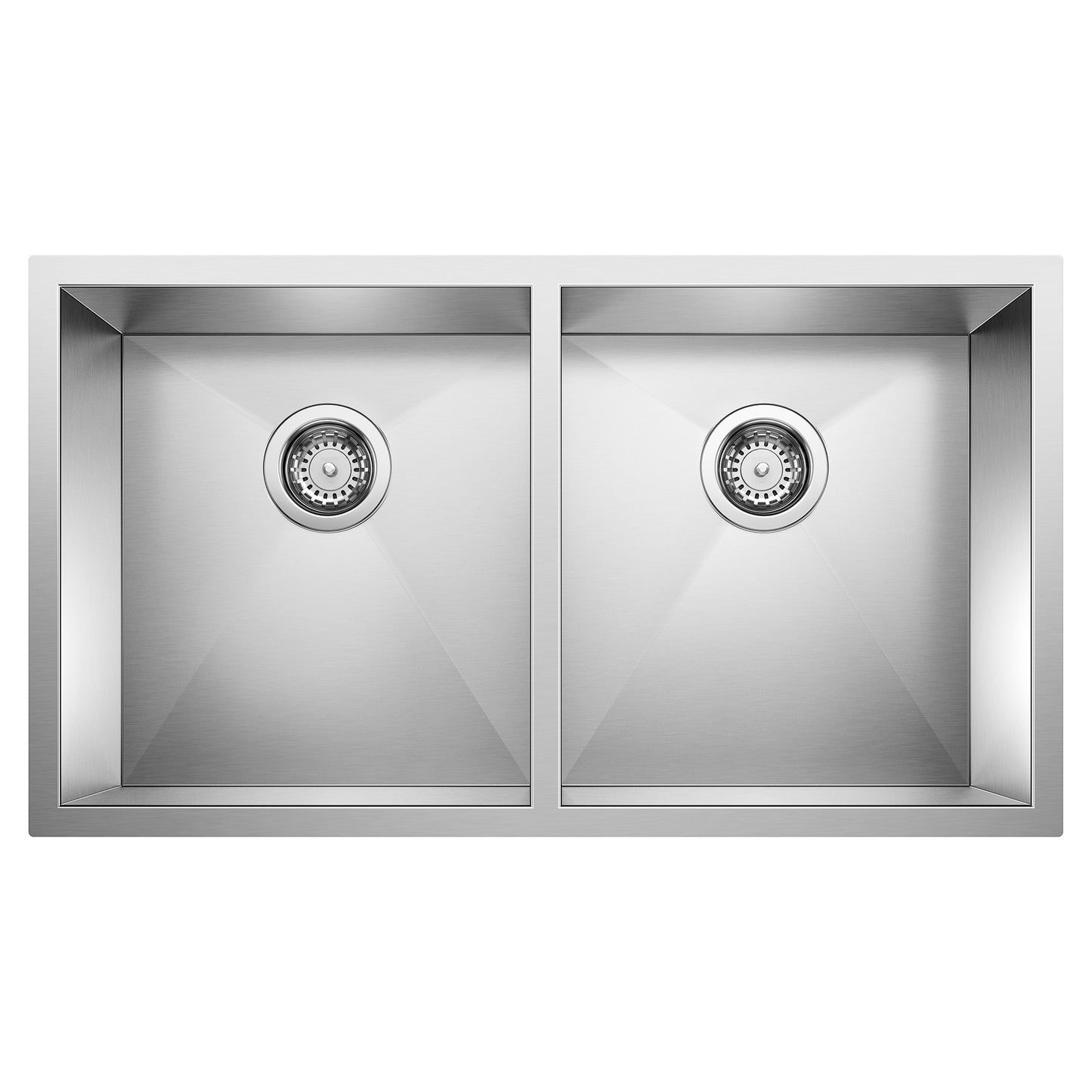 BLANCO 516211 Precision Precision R0 28" 50/50 Double Bowl Undermount Stainless Steel Kitchen Sink in Satin Polish