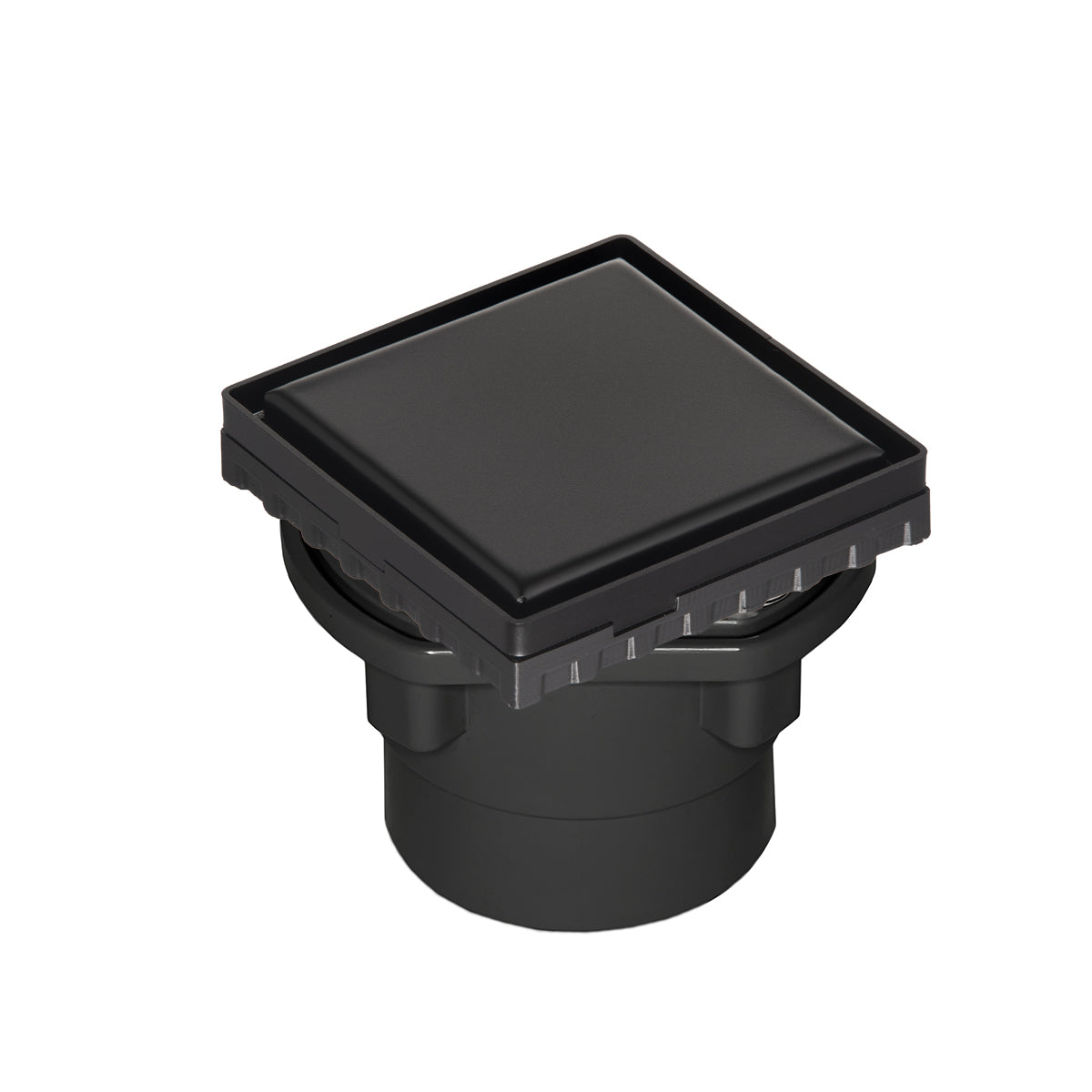 INFINITY DRAIN LSD4-2A BK LSD 4 4" x 4" LSD 4 Solid Style Complete Kit in Matte Black with ABS Drain Body, 2" Outlet