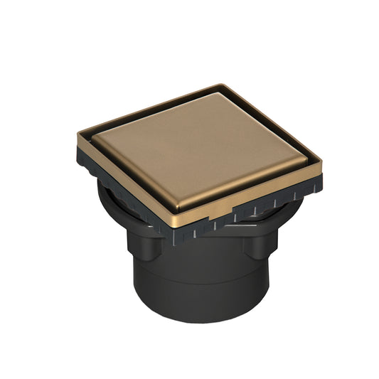 INFINITY DRAIN LSD4-2A SB LSD 4 4" x 4" LSD 4 Solid Style Complete Kit in Satin Bronze with ABS Drain Body, 2" Outlet