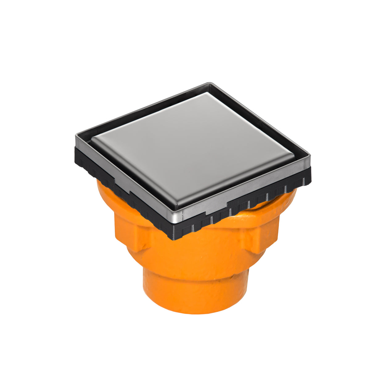 INFINITY DRAIN LSD4-2H PS LSD 4 4" x 4" LSD 4 Solid Style Complete Kit in Polished Stainless with Cast Iron Drain Body for Hot Mop, 2" No Hub Outlet