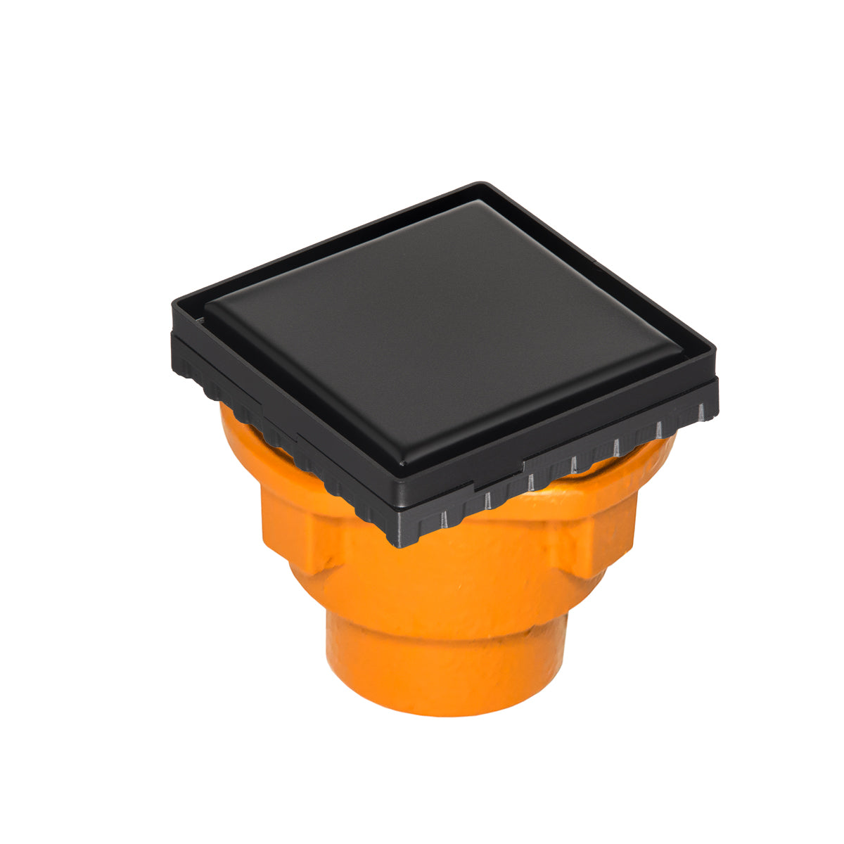 INFINITY DRAIN LSD4-2I BK LSD 4 4" x 4" LSD 4 Solid Style Complete Kit in Matte Black with Cast Iron Drain Body, 2" Outlet