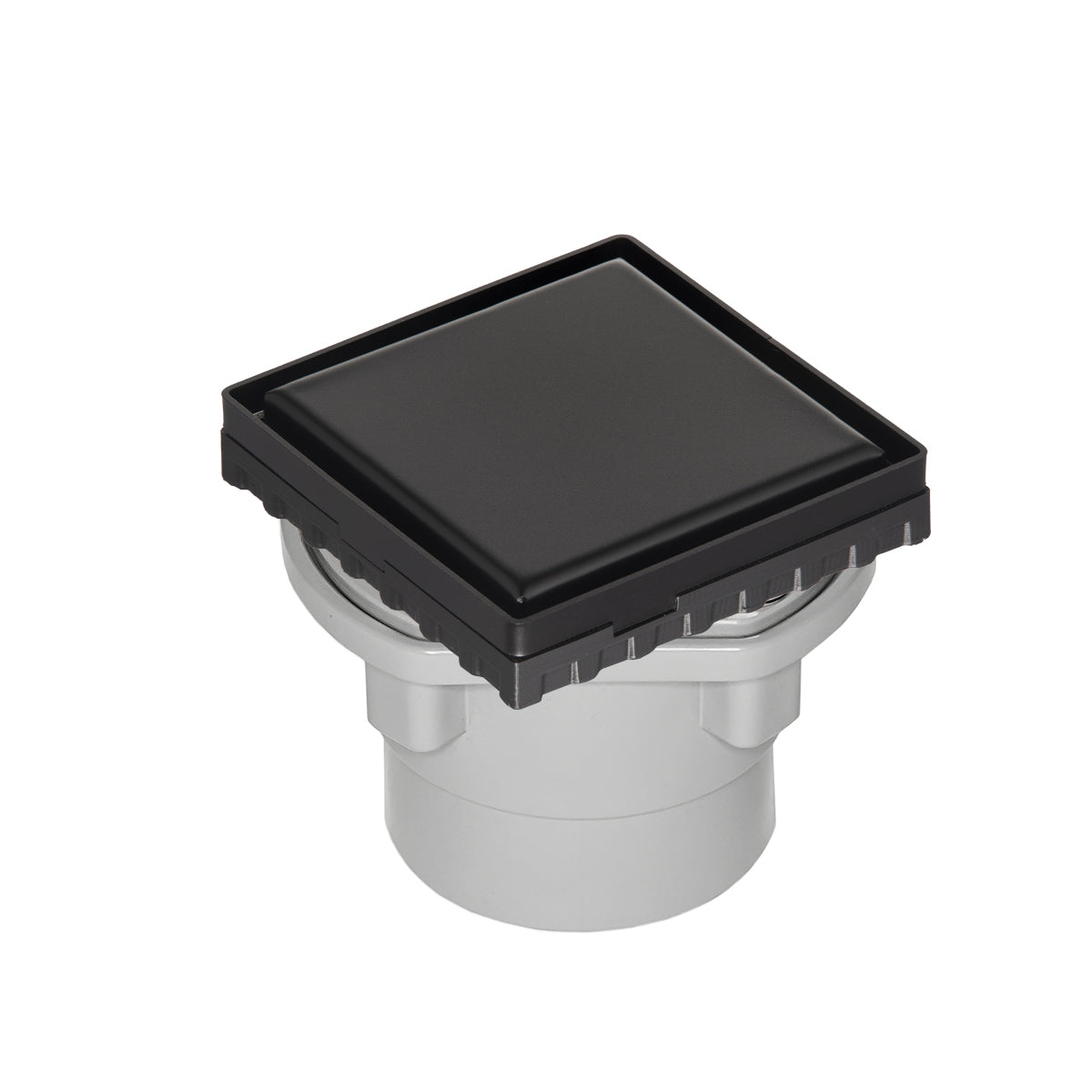 INFINITY DRAIN LSD4-2P BK LSD 4 4" x 4" LSD 4 Solid Style Complete Kit in Matte Black with PVC Drain Body, 2" Outlet