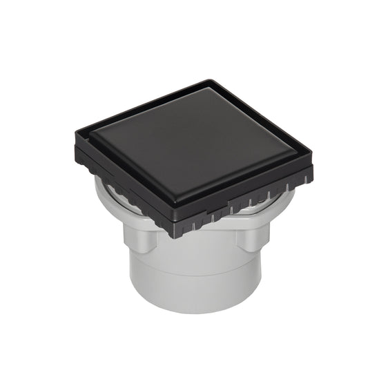 INFINITY DRAIN LSD4-2P BK LSD 4 4" x 4" LSD 4 Solid Style Complete Kit in Matte Black with PVC Drain Body, 2" Outlet