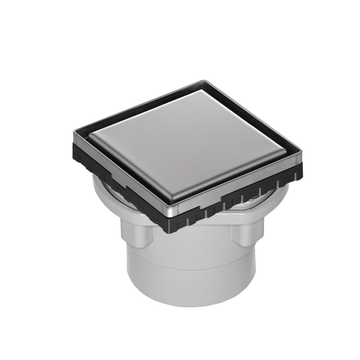 INFINITY DRAIN LSD4-2P PS LSD 4 4" x 4" LSD 4 Solid Style Complete Kit in Polished Stainless with PVC Drain Body, 2" Outlet