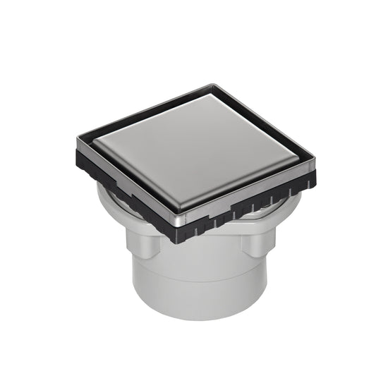 INFINITY DRAIN LSD4-2P PS LSD 4 4" x 4" LSD 4 Solid Style Complete Kit in Polished Stainless with PVC Drain Body, 2" Outlet