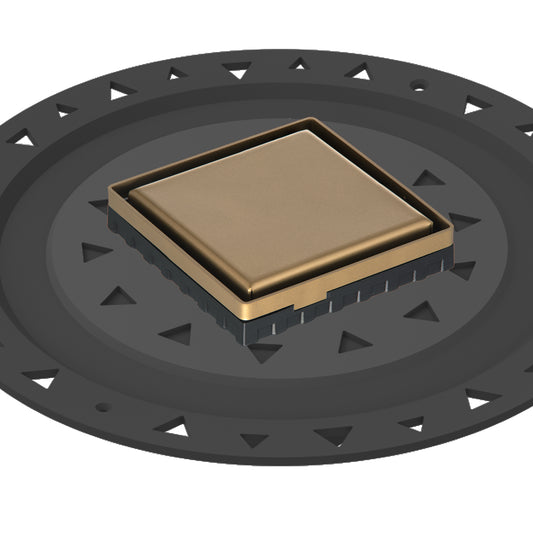 INFINITY DRAIN LSD4 BA SB LSD 4 4" x 4" LSD 4 Solid Style Complete Kit in Satin Bronze with ABS Bonded Flange, 2", 3" and 4" Outlet