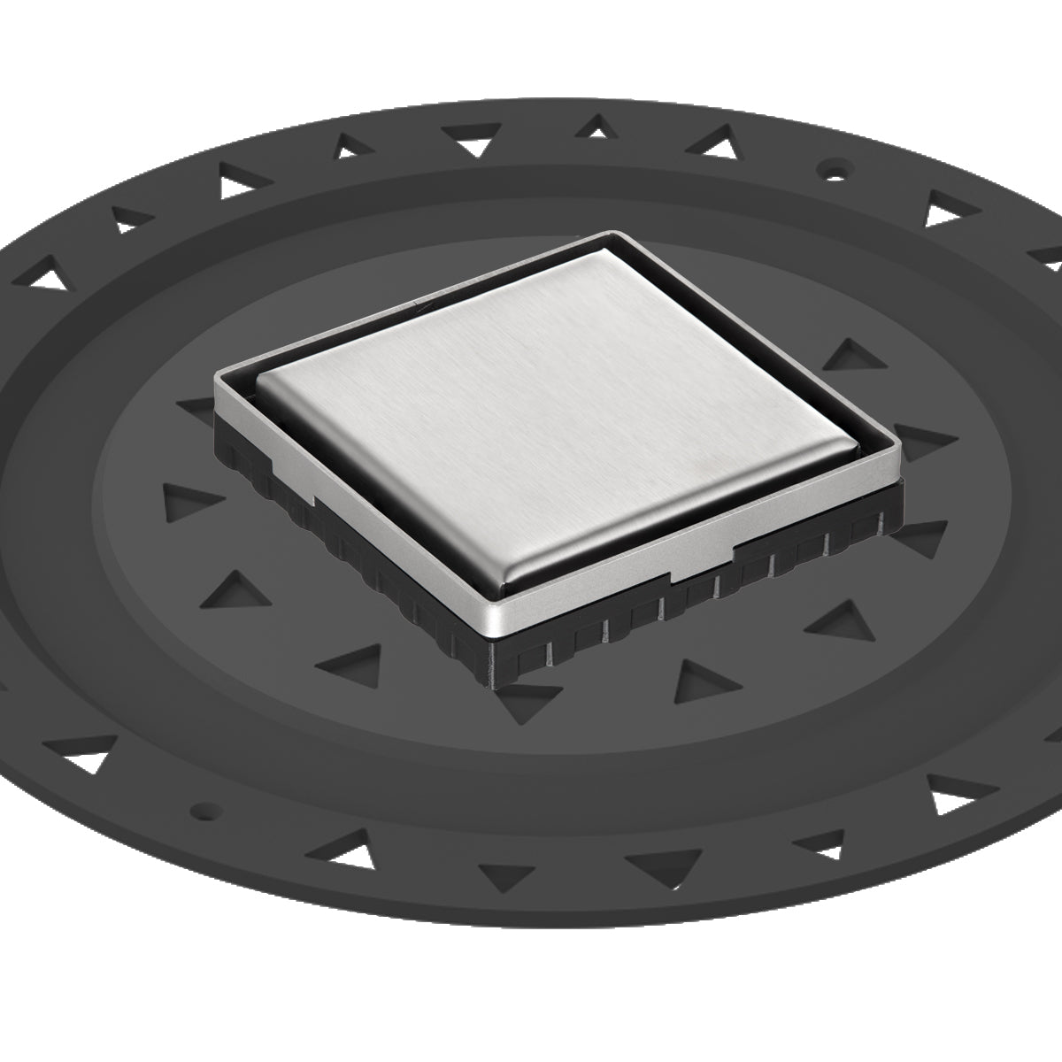 INFINITY DRAIN LSD4 BA SS LSD 4 4" x 4" LSD 4 Solid Style Complete Kit in Satin Stainless with ABS Bonded Flange, 2", 3" and 4" Outlet